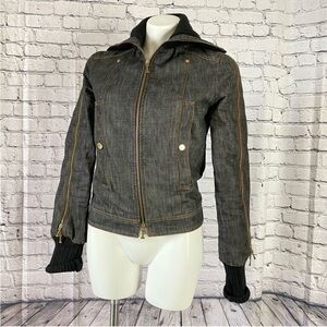 Iceberg Italy jean denim jacket zip zipper detail size 40 Small